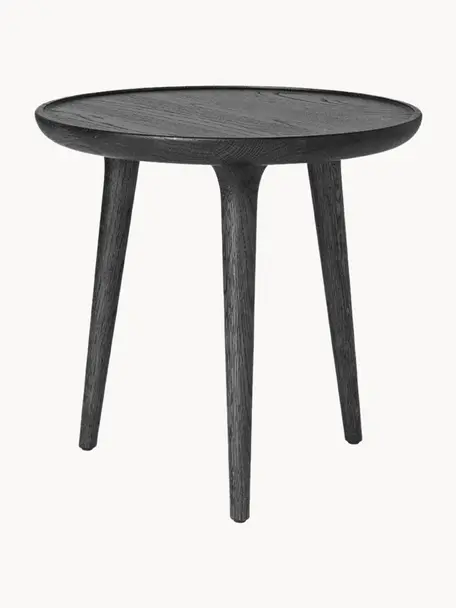 Kulatý odkládací stolek z dubového dřeva Accent, ručně vyrobený, Dubové dřevo, certifikace FSC, Černá, Ø 45 cm, V 42 cm