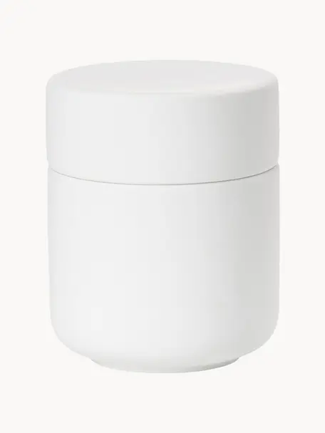 Boîte de rangement grès blanc Ume, Grès cérame recouvert d'une surface douce au toucher (plastique), Blanc, Ø 8 x haut. 10 cm