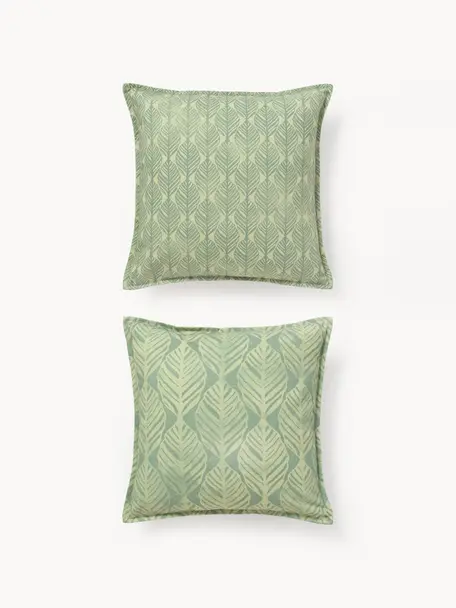 Set de fundas de cojín Armanda, 2 uds., 80% poliéster, 20% algodón, Tonos verdes, An 45 x L 45 cm