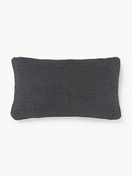 Housse de coussin en tricot Adalyn, 100 % coton bio, certifié GOTS, Gris foncé, larg. 30 x long. 50 cm