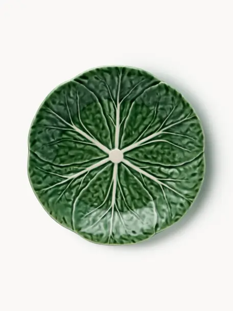 Assiettes à dessert peintes à la main Cabbage, 2 pièces, Grès cérame, Vert foncé, Ø 19 cm