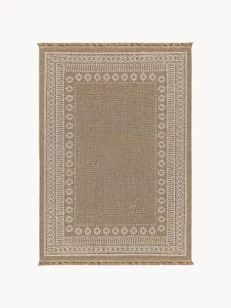 Tapis d'intérieur/extérieur à franges Andora, Tons bruns, larg. 80 x long. 150 cm (taille XS)