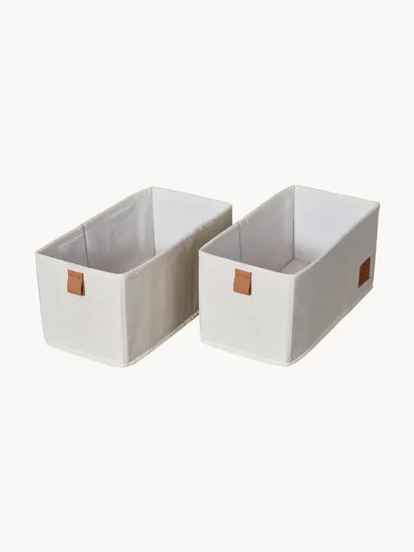 Aufbewahrungsboxen Premium, 2 Stück, Hellbeige, Braun, B 15 x T 30 cm