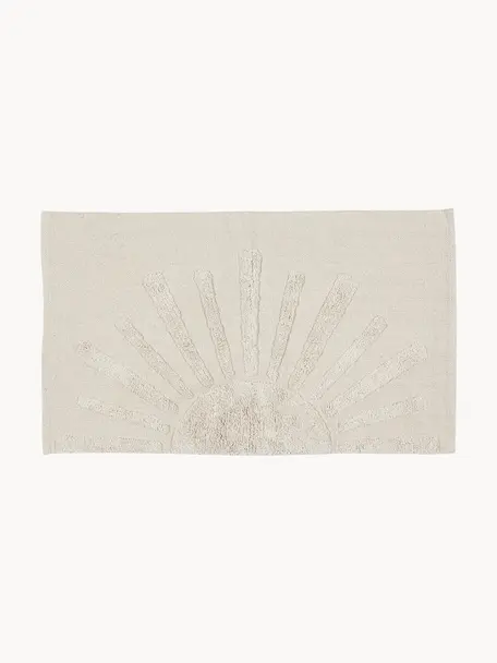 Tappeto bagno con motivo a rilievo Sun, 100% cotone organico
Non antiscivolo, Beige chiaro, Larg. 60 x Lung. 90 cm