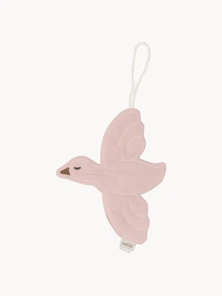 Decoración infantil artesanal Bird, Algodón, Rosa, An 18 x L 23 cm