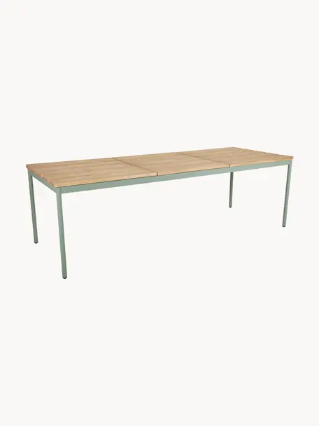Stół ogrodowy Nox, Blat: drewno tekowe olejowane, Stelaż: aluminium powlekane, Szałwiowy zielony, S 238 x G 90 cm