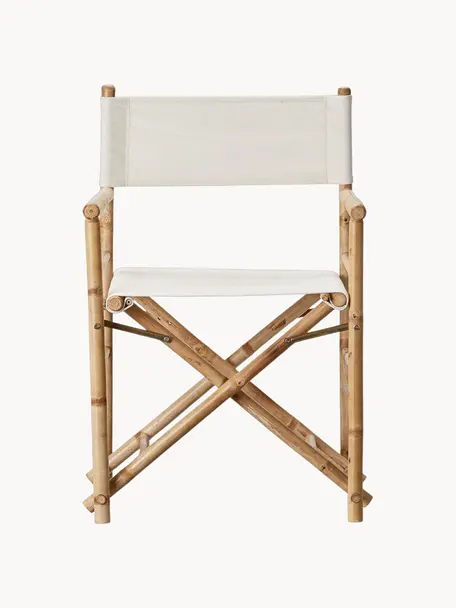 Silla plegable de bambú Mandisa, Estructura: bambú natural, Superficie: lino, Blanco crema, beige, An 58 x Al 88 cm