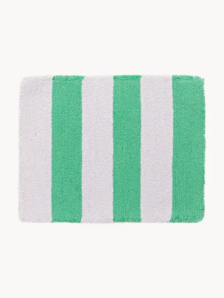 Sets de table tuftés à la main Kio Stripe, 4 pièces, 100 % coton, Vert, blanc, larg. 35 x long. 45 cm