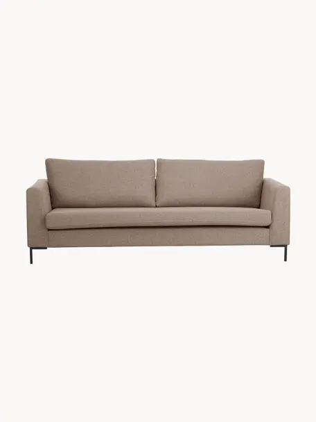 Sofa Luna (3-Sitzer), Bezug: 100 % Polyester Der strap, Gestell: Massives Buchenholz, Schi, Füße: Metall, galvanisiert Das , Webstoff Taupe, B 230 x T 95 cm