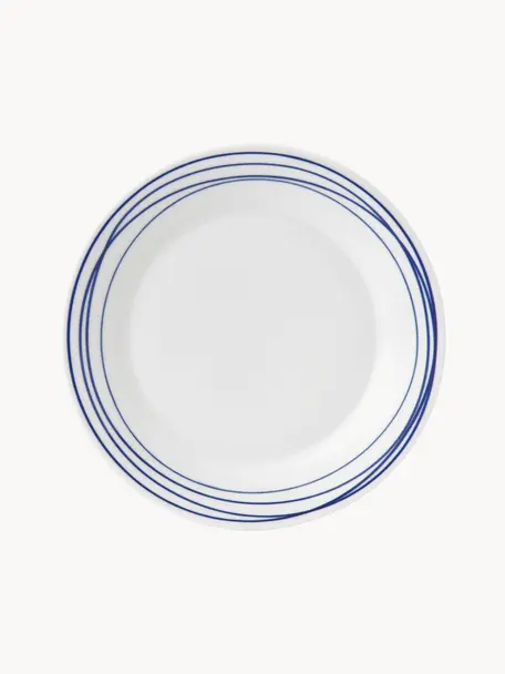 Frühstücksteller Pacific Blue aus Porzellan, Porzellan, Liniert, Ø 24 cm