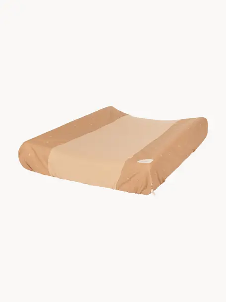 Matelas à langer en coton bio Zen, Brun clair, blanc, larg. 50 x long. 70 cm