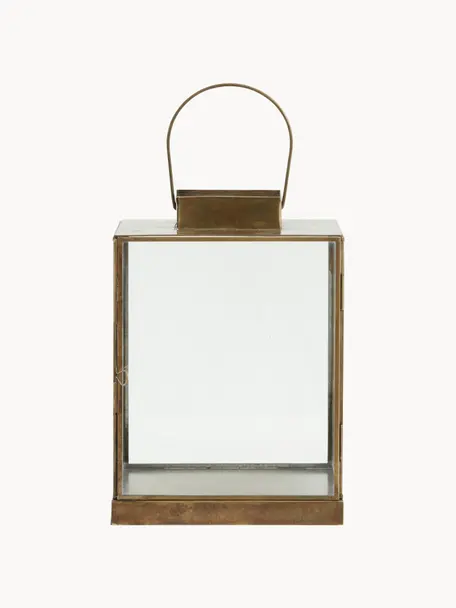 Petite lanterne Antique, Couleur dorée, transparent, larg. 19 x haut. 27 cm