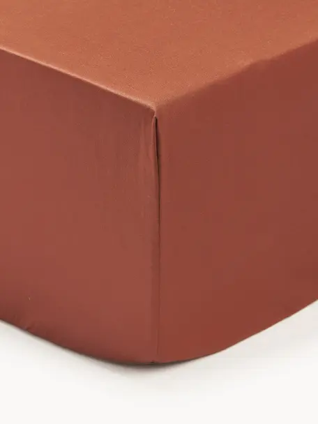Lenzuolo con angoli boxspring in raso di cotone Premium, Terracotta, Larg. 90 x Lung. 200 cm, Alt. 35 cm