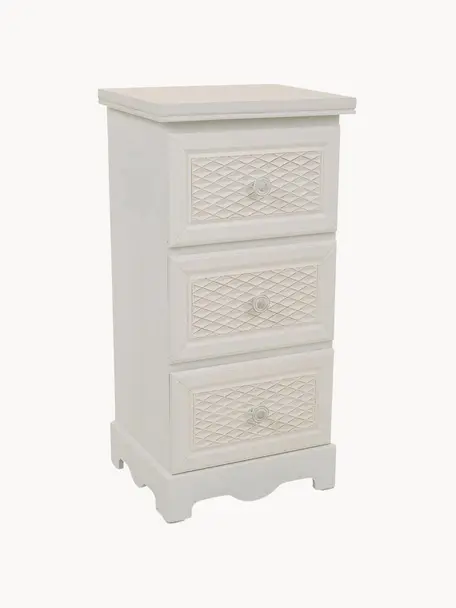 Mesita de noche Ona, Madera pintada blanco, An 31 x Al 60 cm