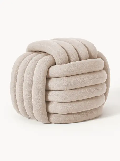 Knoten-Pouf Twist, Bezug: 100 % Baumwolle, Hellbeige, B 54 x H 45 cm