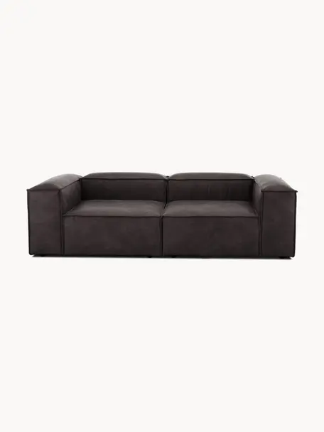 Modulares Sofa Lennon (3-Sitzer) aus recyceltem Leder, Bezug: Recyceltes Leder (70 % Le, Gestell: Massives Holz, Sperrholz, Füße: Kunststoff, Leder Taupe, B 238 x T 119 cm