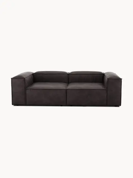 Modulares Sofa Lennon (3-Sitzer) aus recyceltem Leder, Bezug: Recyceltes Leder (70 % Le, Gestell: Massives Holz, Sperrholz, Leder Taupe, B 238 x T 119 cm