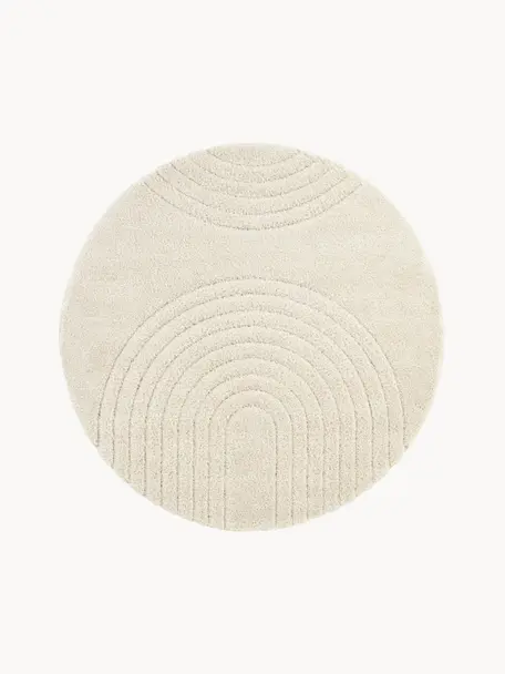 Runder Hochflor-Teppich Norwalk mit geometrischem Muster, 100% Polypropylen, Cremeweiß, Ø 160 (Größe L)