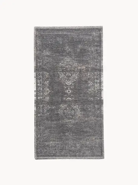 Alfombra de chenilla Medaillon, Chenilla (100% algodón), Gris oscuro, An 80 x L 150 cm (Tamaño XS)