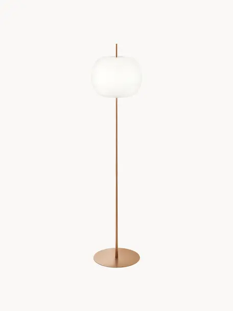 Lampadaire soufflé bouche à intensité variable Kushi, Tons cuivre, haut. 183 cm