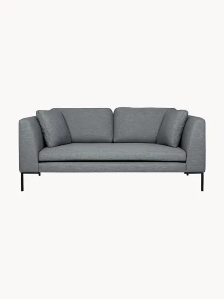 Bank Emma (3-zits) met metalen poten, Bekleding: polyester, Frame: massief grenen, FSC-gecer, Poten: metaal, gepoedercoat, Geweven stof donkergrijs, B 194 x D 100 cm