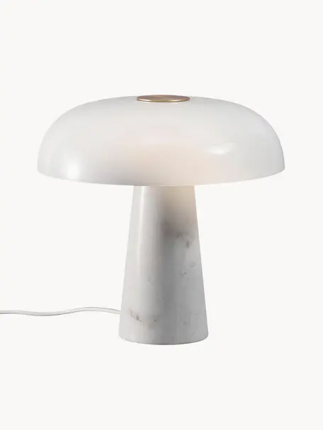 Lampa stołowa z marmurową podstawą Glossy, Biały, Ø 32 x W 32 cm