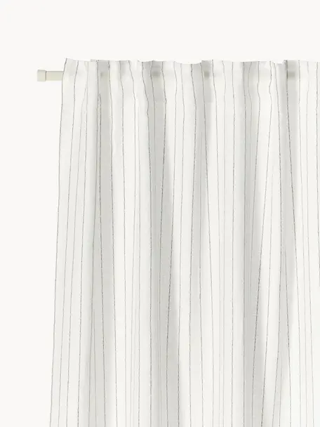 Cortinas semitransparente con multibanda Birch, 2 uds., 100% lino, Off White, An 130 x L 260 cm