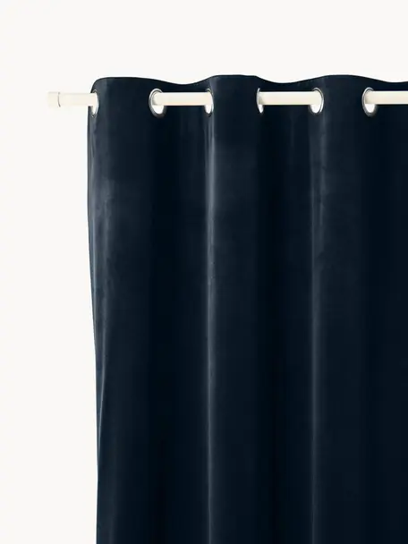Zatemňovací závěsy s kroužky Rush, 2 ks, 100 % polyester (recyklovaný), Tmavě modrá, Š 135 cm, D 260 cm