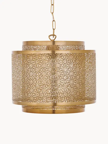 Lampa wisząca z metalu w stylu boho Hermine, Odcienie złotego, Ø 35 x W 28 cm