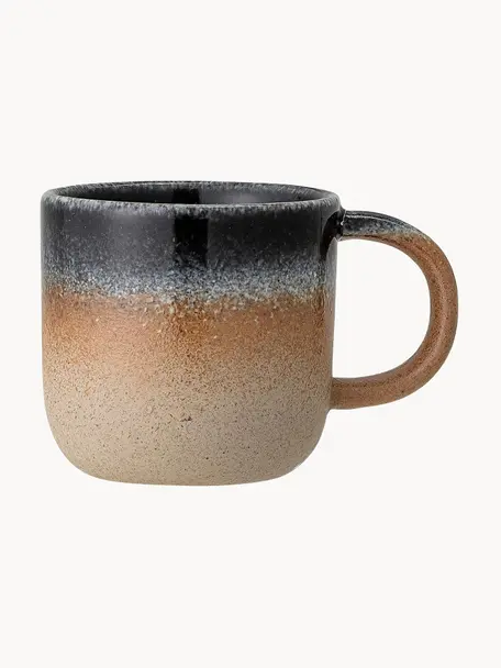 Handgemachte Tasse Aura mit Farbverlauf, Porzellan, Beige- und Blautöne, Ø 8 x H 8 cm, 200 ml