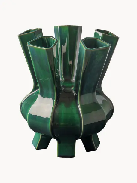 Design Porzellan-Vase Puyi, Porzellan, glasiert, Dunkelgrün, Ø 29 x H 34 cm