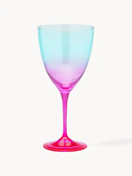 Copas de vino Ombre Flash, 2 uds., Vidrio, Turquesa, rosa, Ø 10 x Al 12 cm, 400 ml