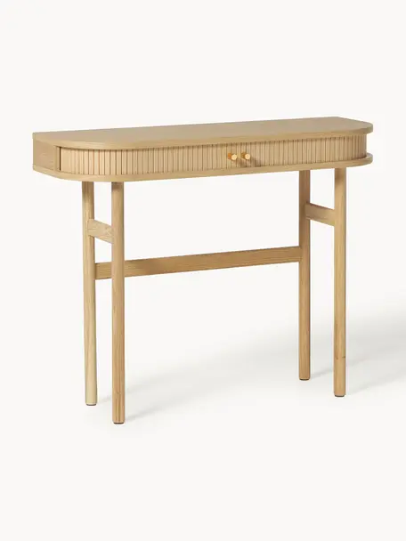 Konzolový stolek s žebrováním Front, Dubové dřevo, Š 100 cm, V 80 cm