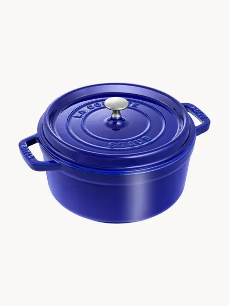 Ronde braadpan La Cocotte uit gietijzer, Geëmailleerd gietijzer, Koningsblauw, zilverkleurig, Ø 24 cm x H 15 cm, 3,8 L