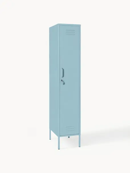 Kleiner Kleiderschrank The Skinny, Stahl, pulverbeschichtet, Hellblau, B 35 x H 183 cm