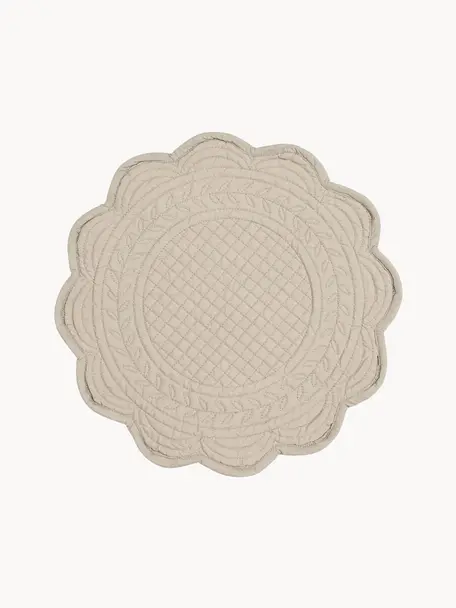 Runde Tischsets Boutis, 2 Stück, 100 % Baumwolle, Beige, Ø 43 cm