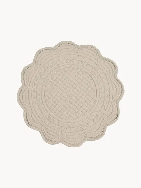 Ronde placemats Boutis, 2 stuks, 100% katoen, Beige, Ø 43 cm