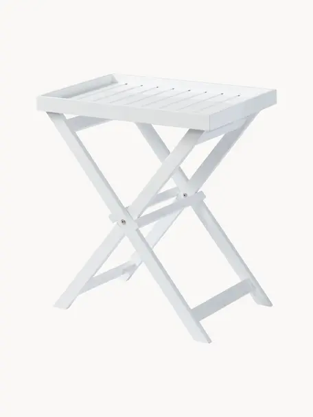 Mesa de jardín plegable de madera de caoba Tray, Madera de caoba pintada, Madera de caoba, blanco pintado, An 65 x L 40 cm