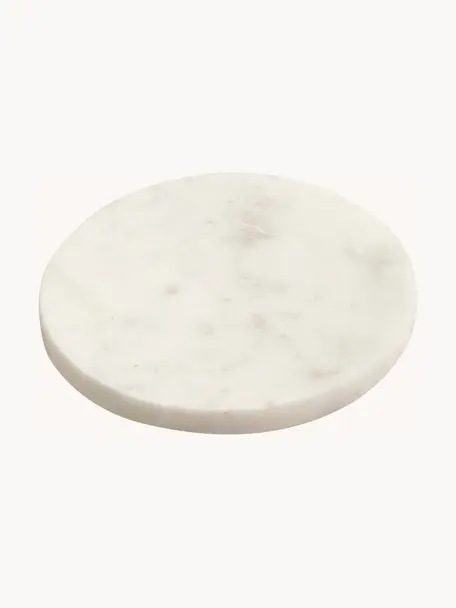 Dessous de verre en marbre Callum, 4 pièces, Marbre, Blanc cassé, marbré, Ø 10 x haut. 1 cm