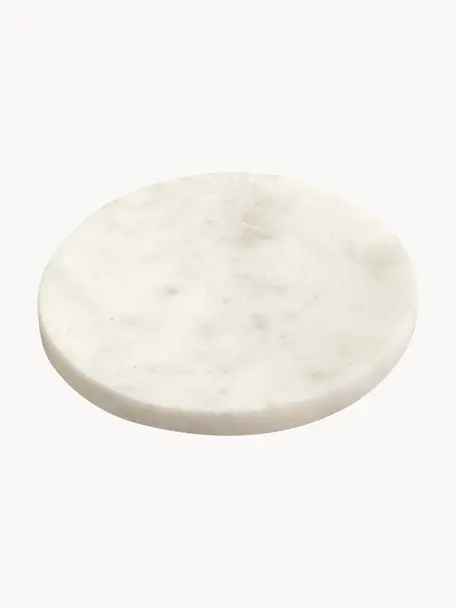 Set di 4 sottobicchieri in marmo Callum, Marmo, Bianco latte marmorizzato, Ø 10 x Alt. 1 cm