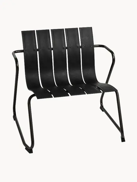 Sillón artesanal para exterior Ocean, Estructura: acero reciclado recubiert, Negro, An 72 x F 63 cm