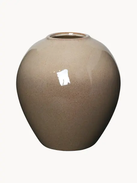 Handgefertigte Vase Ingrid aus Keramik, H 26 cm, Keramik, glasiert, Beigetöne, Ø 24 x H 26 cm