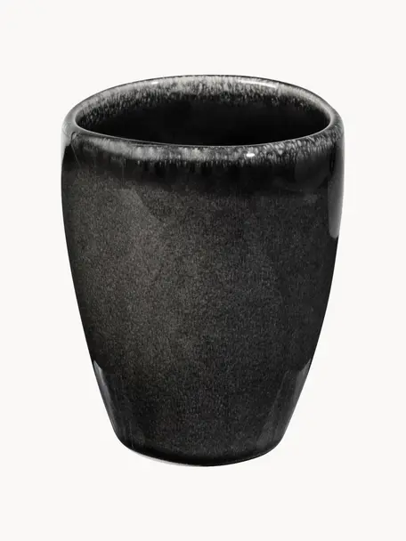 Mugs artisanaux Nordic Coal, 6 pièces, Grès cérame, Noir, chiné, Ø 8 x haut. 10 cm, 250 ml