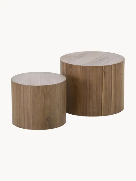 Salontafelset Dan van hout, 2-delig, MDF met walnoothoutfineer, Donker hout, Set met verschillende groottes