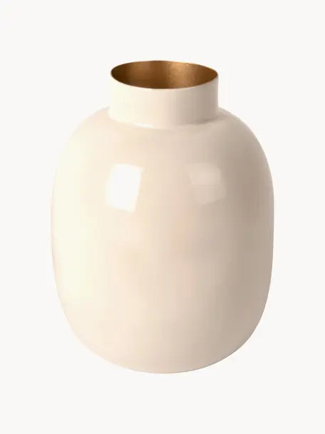 Vase Mila, H 29 cm, Metall, beschichtet, Off White, Ø 8 x H 29 cm