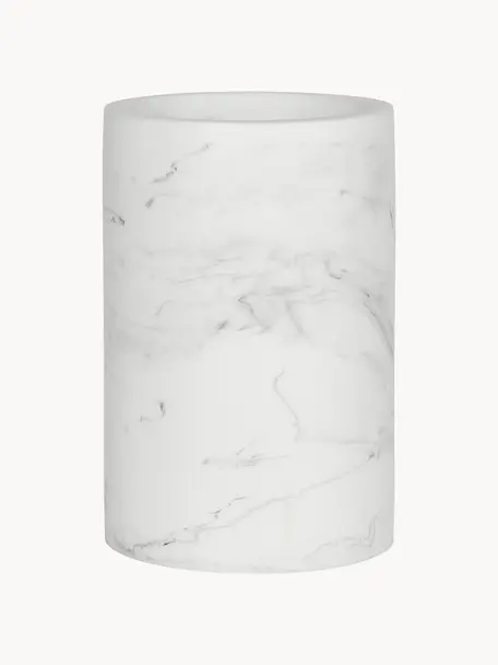 Zahnputzbecher Swan in Marmor-Optik, Kunststoff (Polyresin), Weiss, marmoriert, Ø 7 x H 11 cm