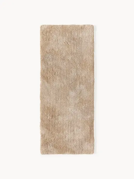 Tapis d'entrée moelleux à poils longs Leighton, Microfibre (100 % polyester, certifié GRS), Nougat, larg. 80 x long. 200 cm
