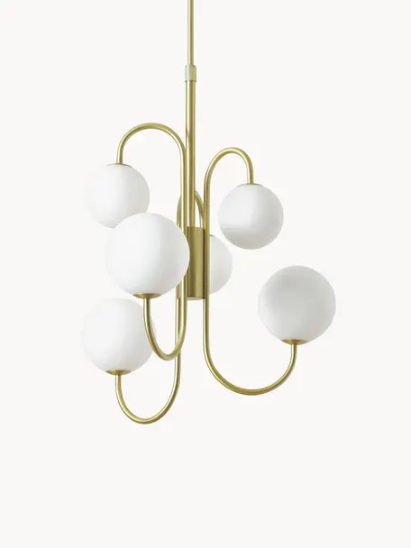 Hanglamp Avalee van glas, Wit, goudkleurig, Ø 55 cm