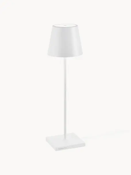 Lámpara de mesa LED móvil Poldina, regulable, Lámpara: aluminio recubierto Cable, Blanco, Ø 11 x Al 38 cm