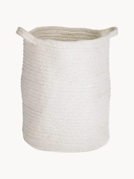 Handgefertigter Baumwoll-Aufbewahrungskorb Abeni, 100 % Baumwolle, Weiss, Ø 25 x H 30 cm